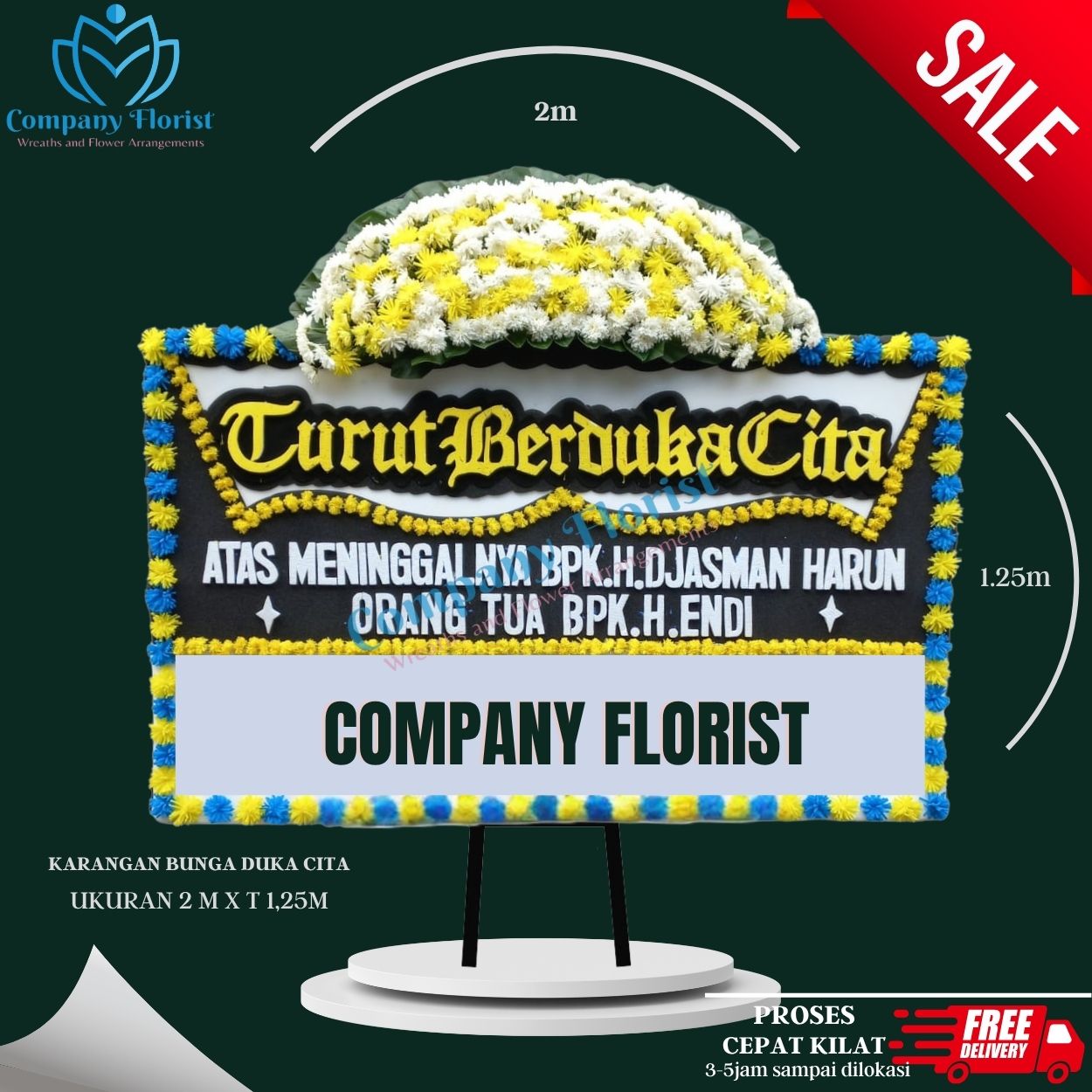 Papan Bunga Duka Cita Warna Putih – Company Florist